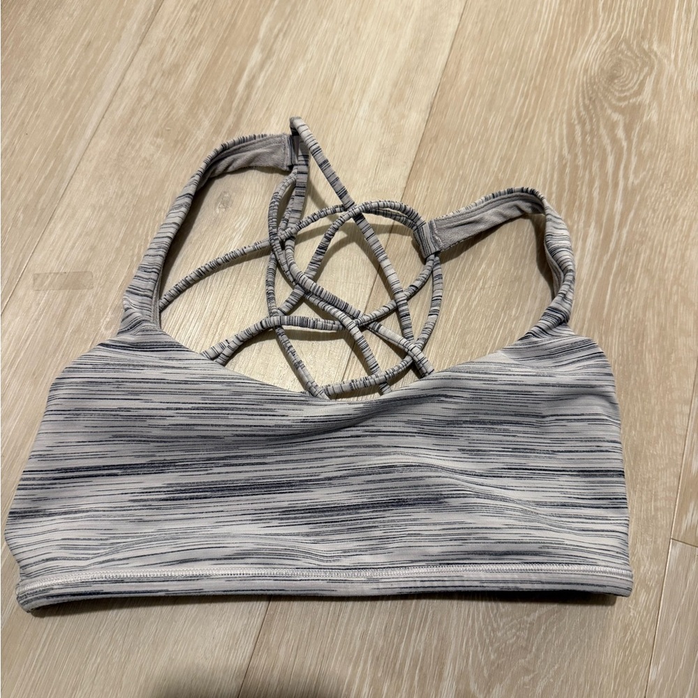 Lululemon Athletica Gray Striped Free to be Wild Bra